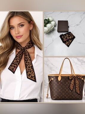 LV Louis Vuitton Stephen Sprouse Leopard Print Silk Bandeau Scarf Authentic